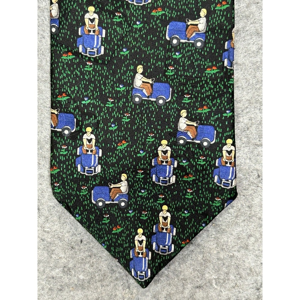Vintage After Dark Men's Tie Mowin Man 100% Silk Novelty Lawnmower Made In USA